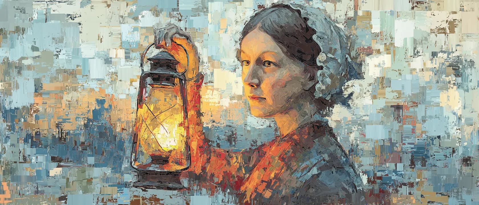 Florence Nightingale with a lantern - artistic representation