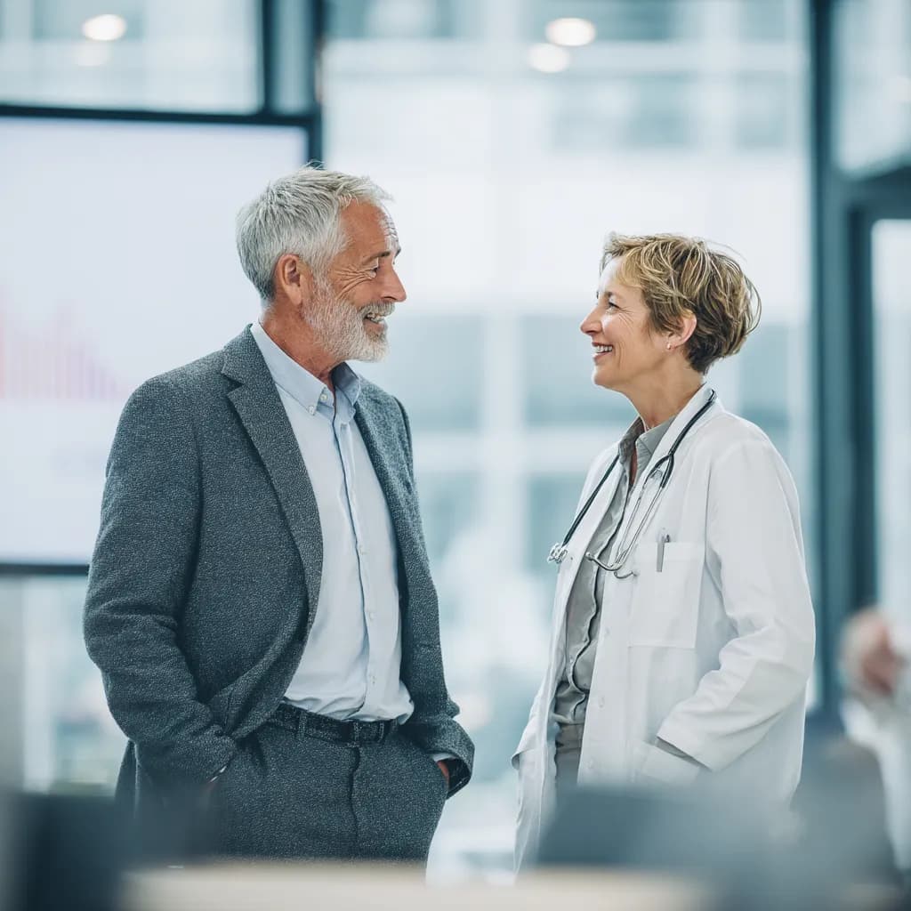 Healthcare professional collaborating with researcher